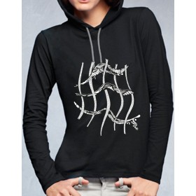 women trendy hoodie with grid-design