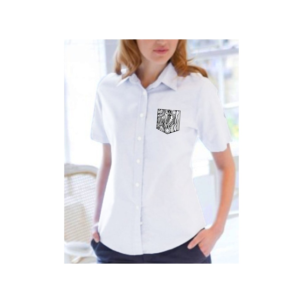 black & white Ladies blouse with embroider