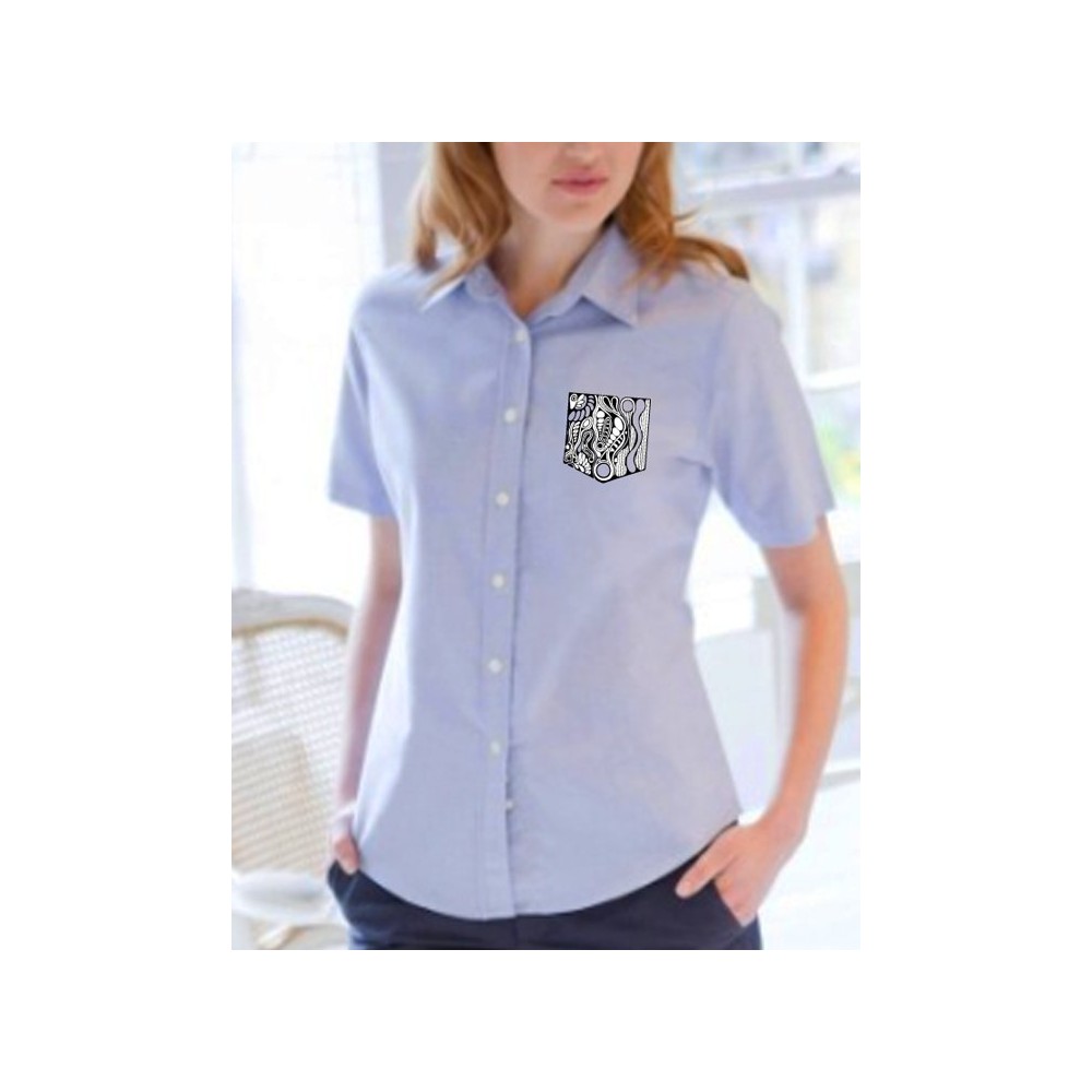 black & white Ladies blouse with embroider